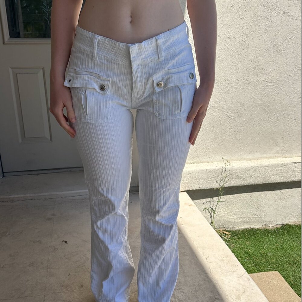 White Cargo Lowaisted Pants